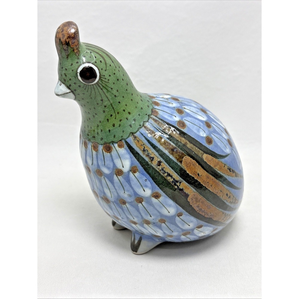 Vtg Ken Edwards El Palomar Mexico Hand Paint Pottery Quail Bird 7" Tonala Signed
